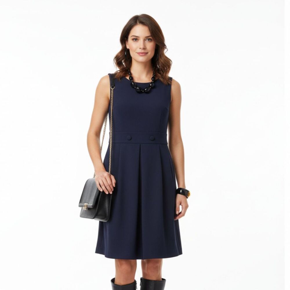 Boden Blue Sleeveless Button Waist Midi Dress 10